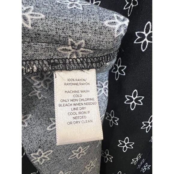 Loft Dress Size Small Petite Long Sleeve Black Blue White Boehmian Chic - Picture 3 of 5